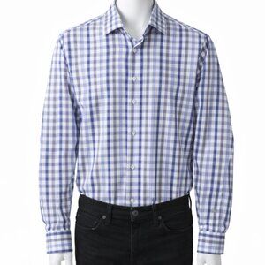 Men’s Medium Shirt Banana Republic NonIron Slim Fit Plaid Urban Grey Button Down